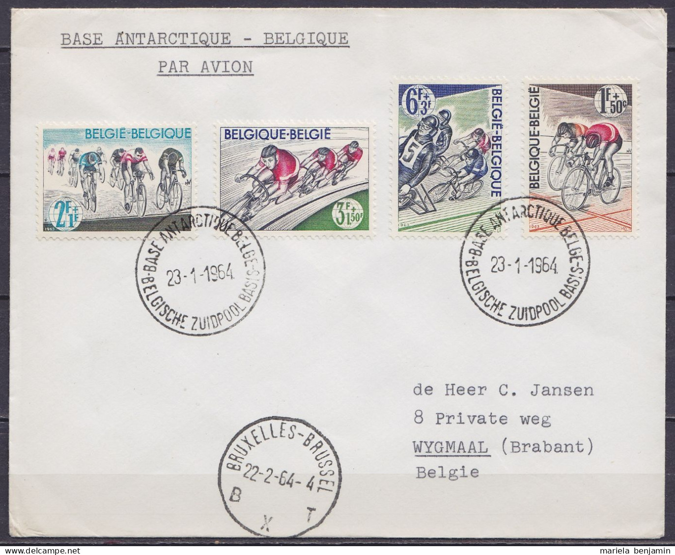 Belgique - Expédition Antarctique Belge 1963/64 Oblit. Roi Baudouin 23/1/1964 - Antarctische Expedities