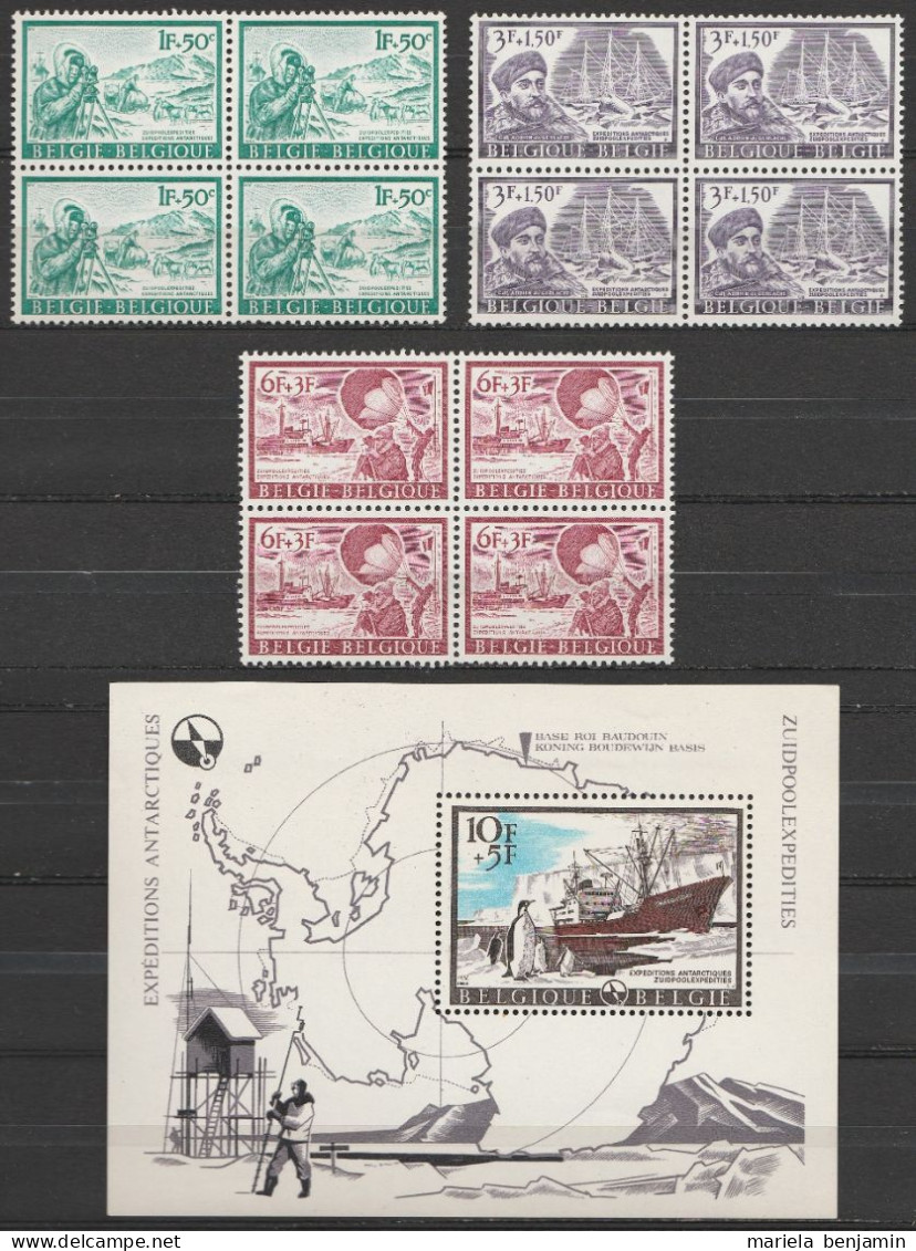 Belgique - BF42 + 1391/93 (blocs De 4) Expéditions Antarctiques ** 1966 - Navires & Brise-glace