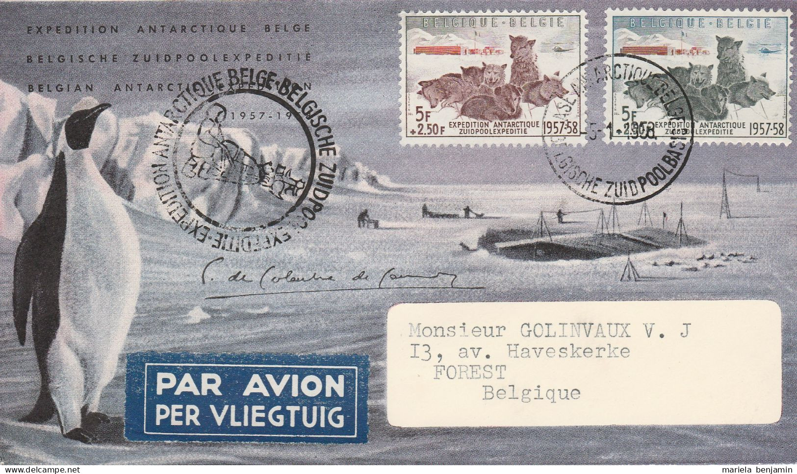 Belgique - 1e Expédition Antarctique 1957-1958 - N°1030/31 Càd Base Roi Baudouin 05/01/1958 (1e Date) - Onderzoeksstations