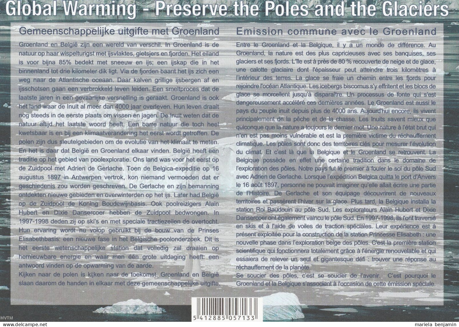 Carte ém. Conjointe Belgique/Groenland - Préservation Des Régions Polaires Et Glaciers - Càd Menen & Tasiilaq 07-03-2009 - Preserve The Polar Regions And Glaciers