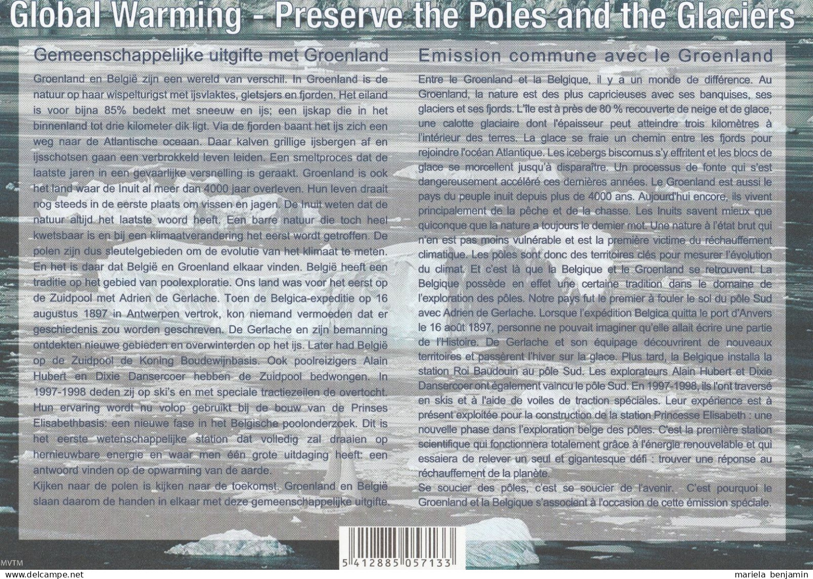 Join Issue Belgium/Groenland - Preserve The Poles And The Glaciers - Cancelled Menen & Tasiilaq 07-03-2009 - Behoud Van De Poolgebieden En Gletsjers