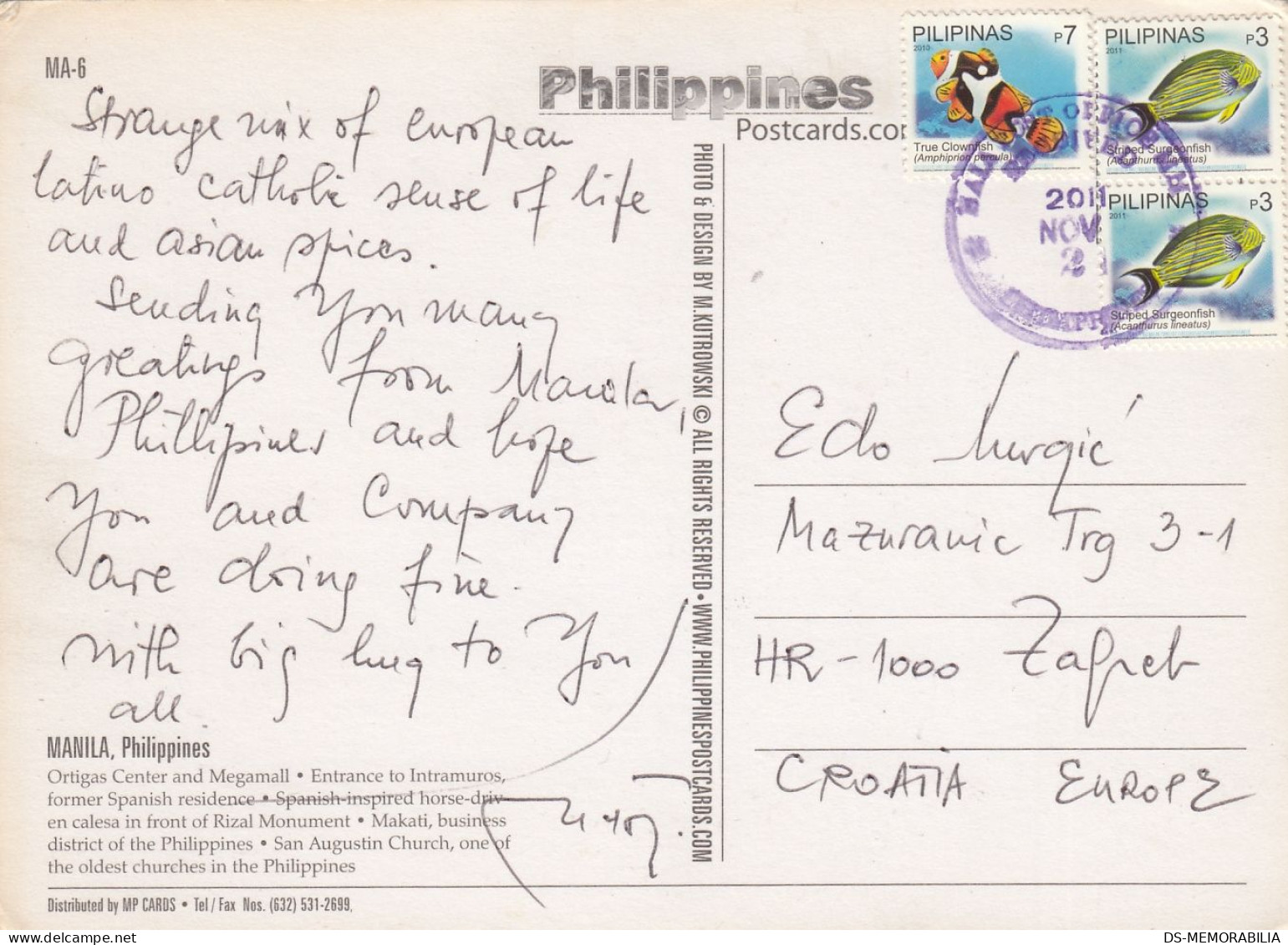 Philippines - Manila 2011 Posted With Nice Stamps , Fish - Filippine