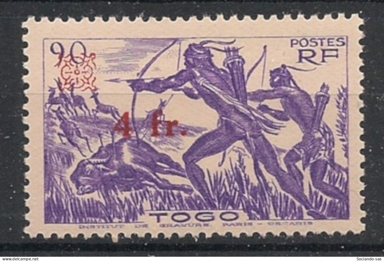 TOGO - 1944 - N°YT. 231 - Chasse à L’arc 4f Sur 90c Violet - Neuf GC** / MNH / Postfrisch - Unused Stamps