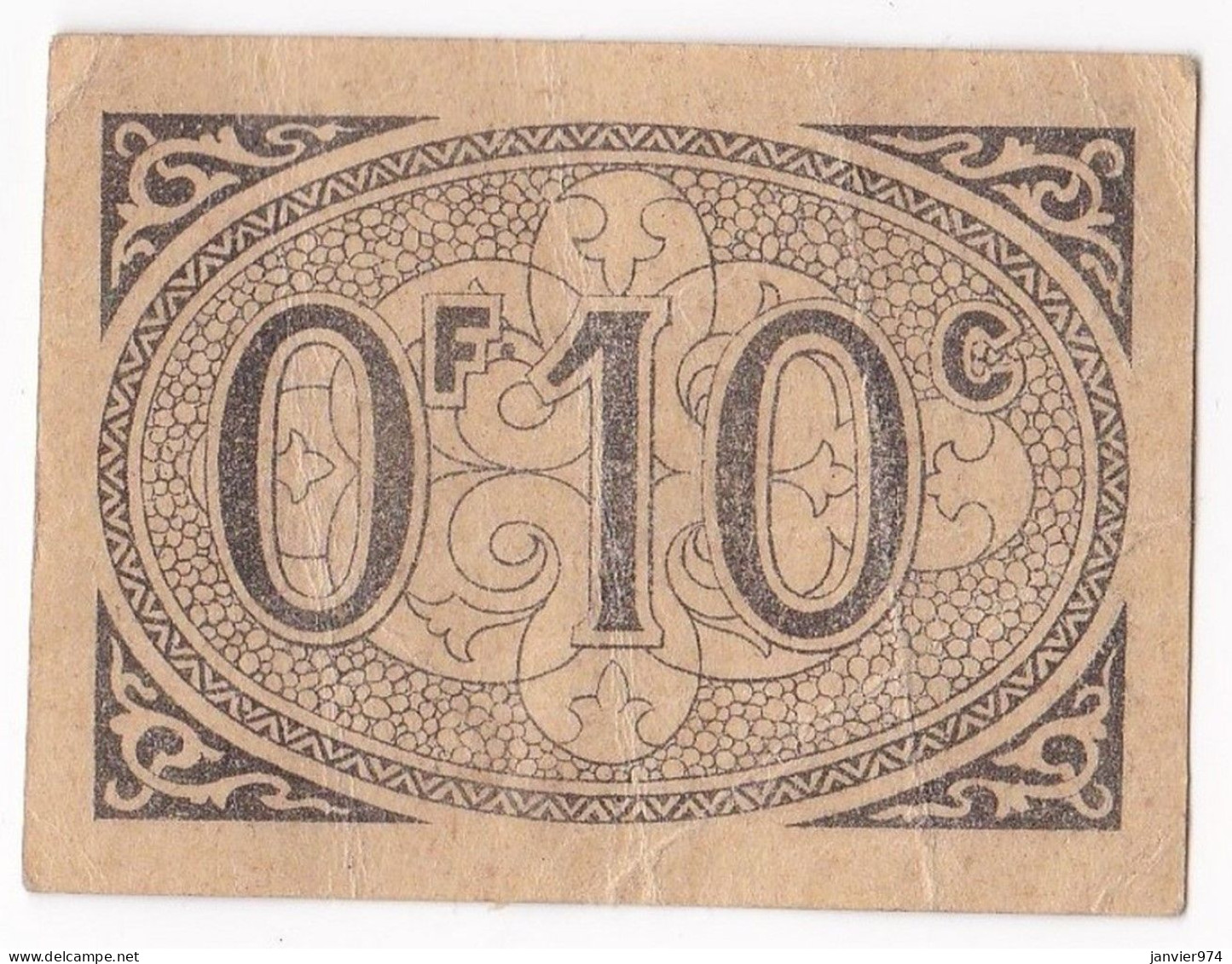 Billet De Nécessité Ville D’Alger Algerie. 10 Centimes 1916, Billet Colonial Circulé - Bonds & Basic Needs