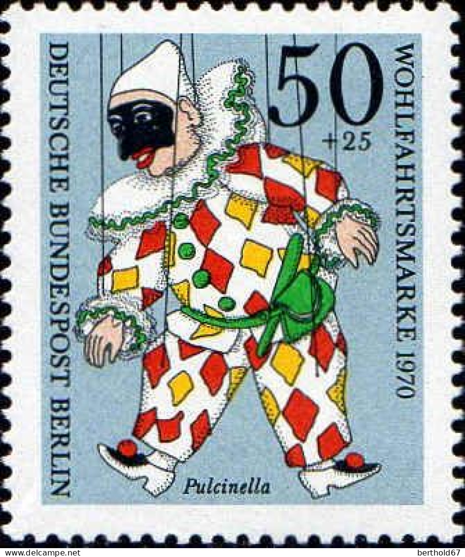 Berlin Poste N** Yv:338 Mi:376 Wohlfahrtsmarke Pulcinella (Thème) - Marionetas