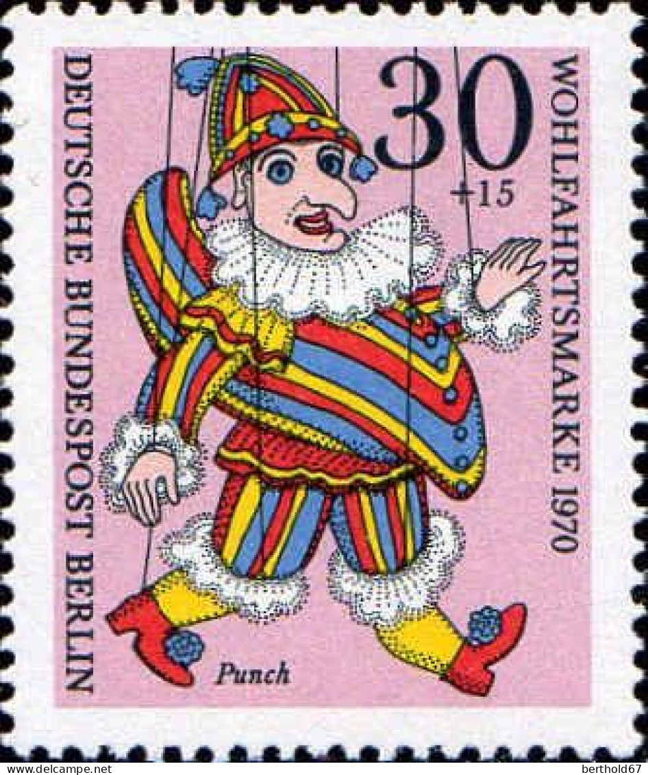 Berlin Poste N** Yv:337 Mi:375 Wohlfahrtsmarke Punch (Thème) - Marionette