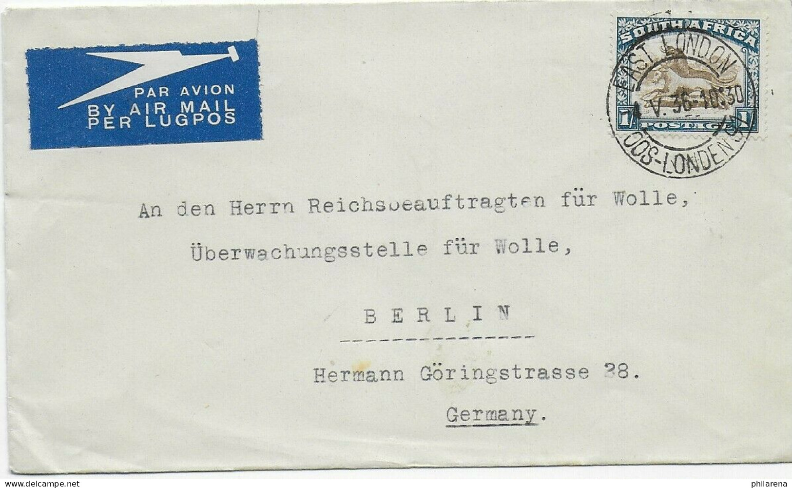 Air Mail East London To Berlin, 1936 - Andere & Zonder Classificatie