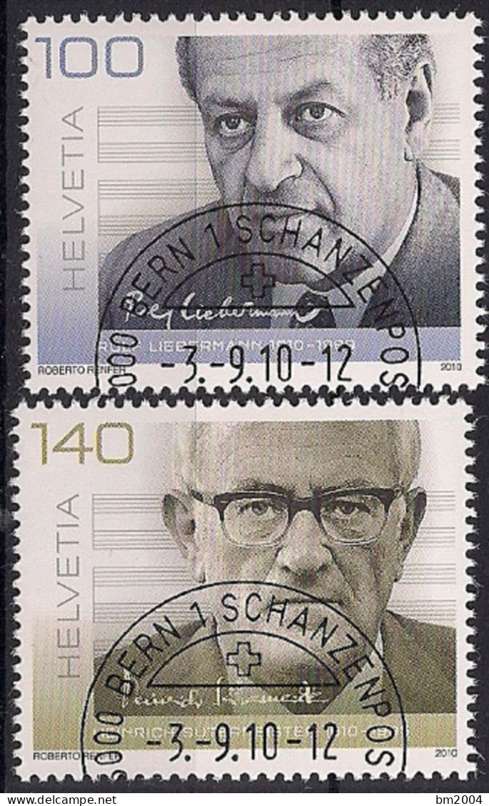 2010  Schweiz   Mi. 2174-5 FD-used   100. Geburtstage Von Rolf Liebermann Und Heinrich Sutermeister - Used Stamps