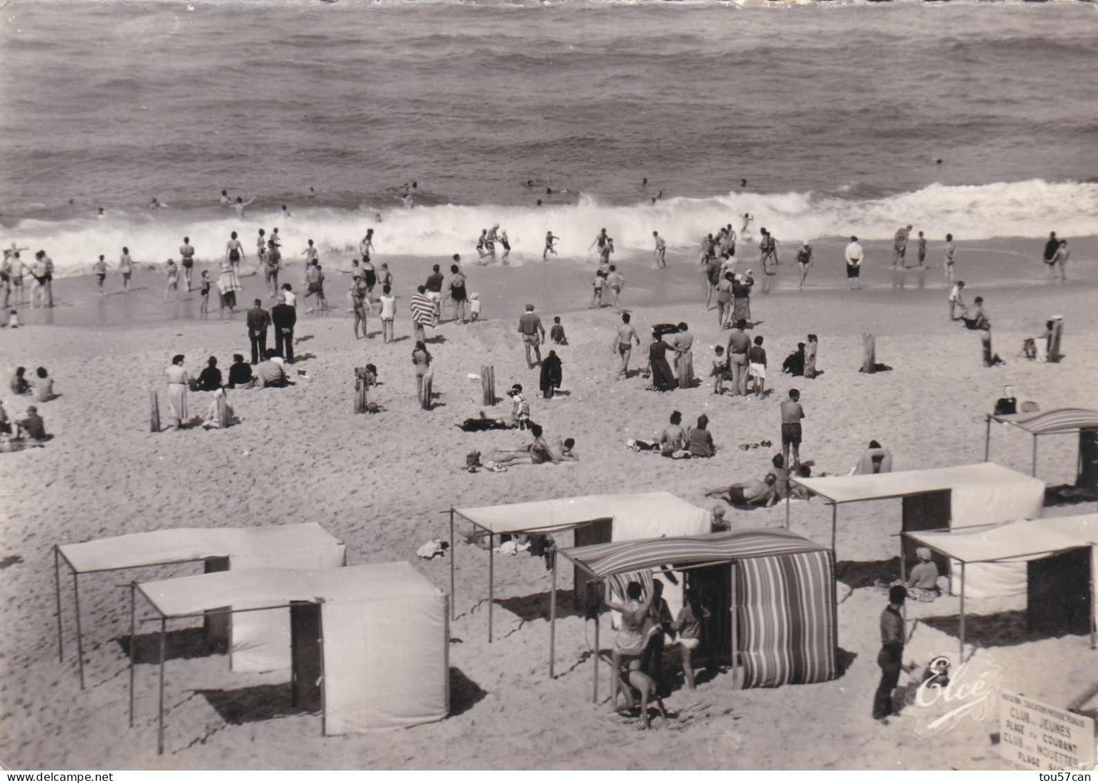 MIMIZAN - PLAGE  -  LANDES  -  (40)  -  CPSM  DENTELEE  ET  ANIMEE  DES  ANNEES  1950/1960. - Mimizan Plage