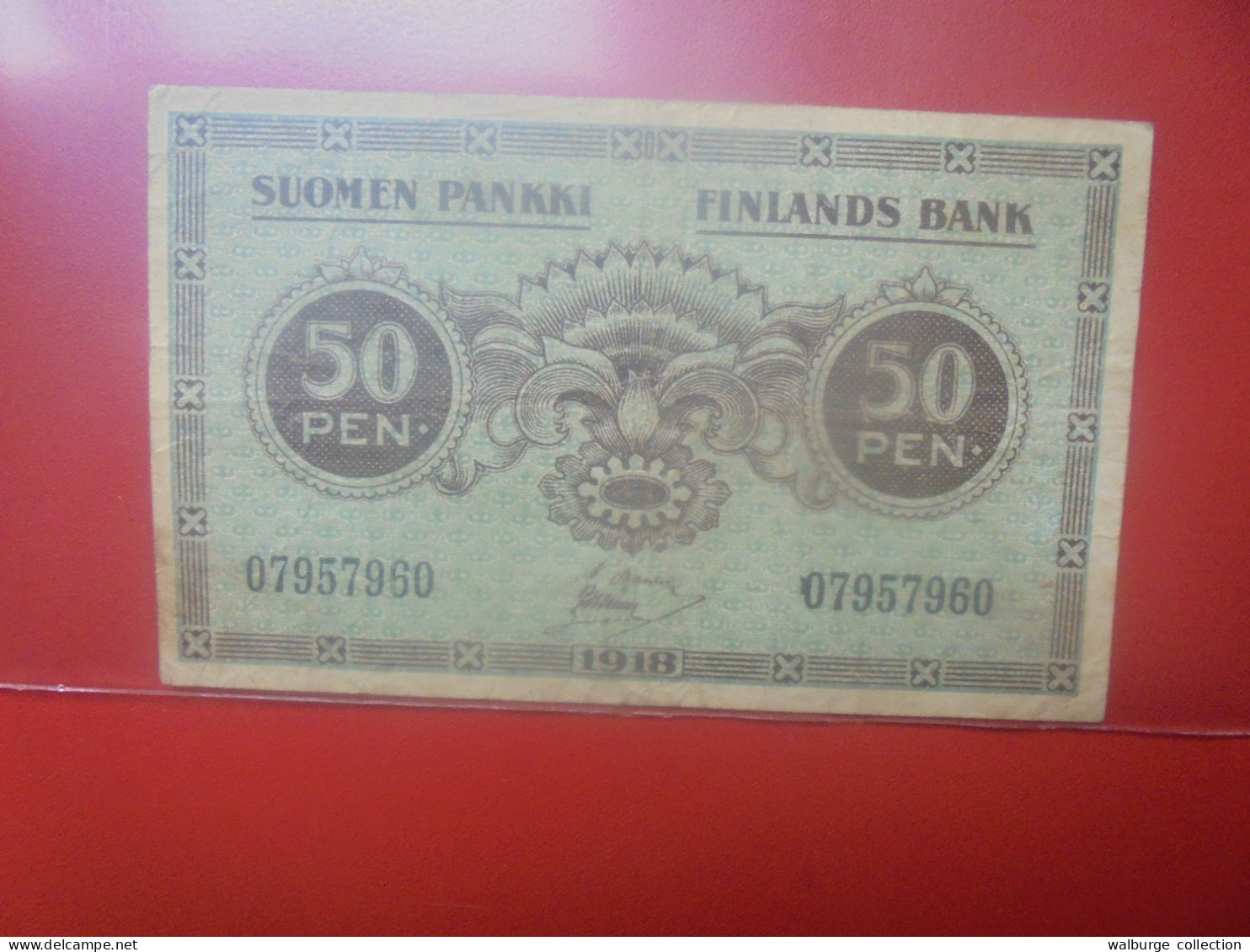 FINLANDE 50 PENNIA 1918 Circuler (B.33) - Finland