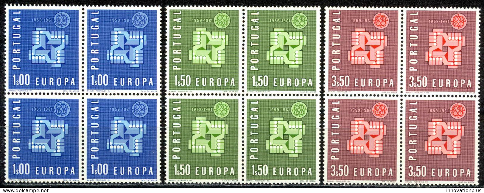 Portugal Sc# 875-877 MNH Block/4 1961 Europa - Ungebraucht