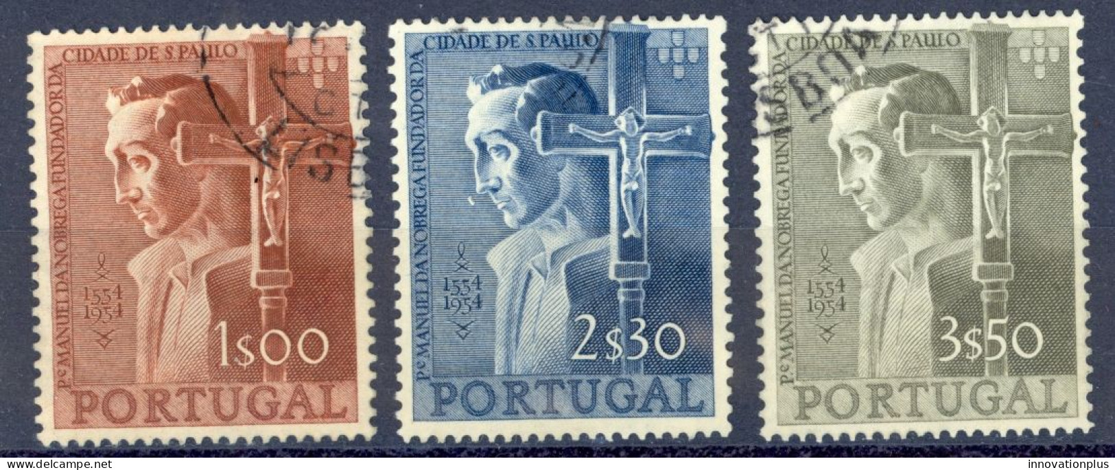 Portugal Sc# 800-802 Used 1954 1e-3.50e Sao Paulo, Brazil 400th - Gebraucht