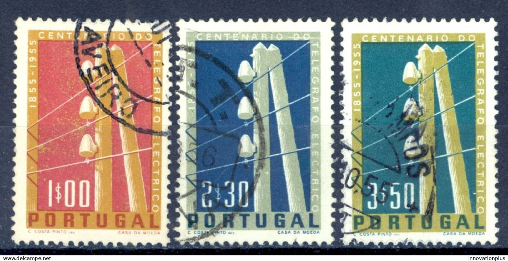 Portugal Sc# 813-815 Used (a) 1955 Telegraph 100th - Used Stamps