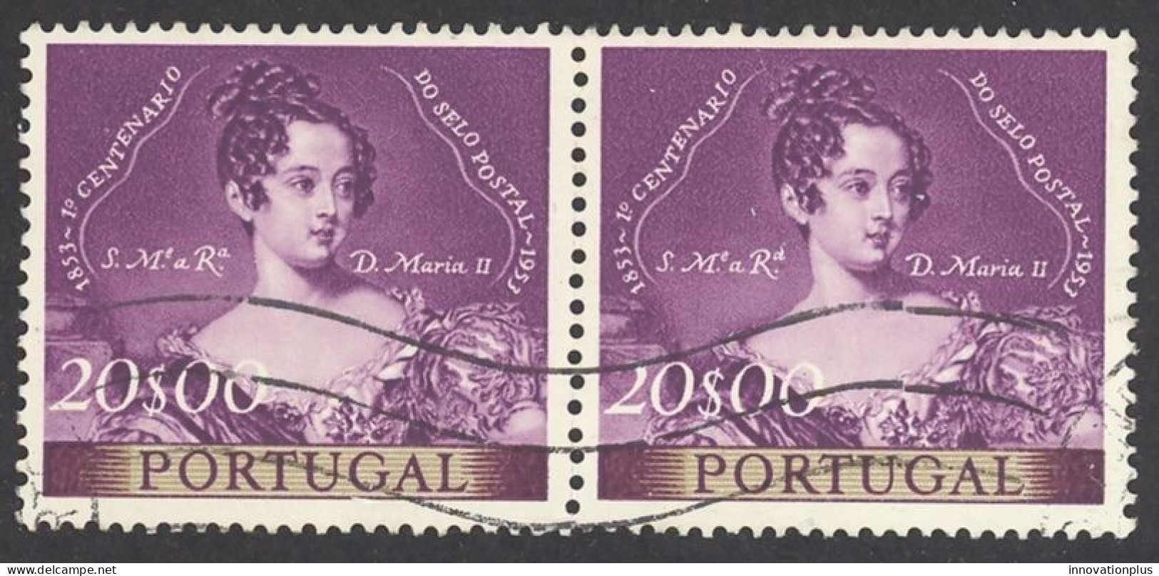 Portugal Sc# 791 Used Pair 1953 20e Queen Maria II - Usado