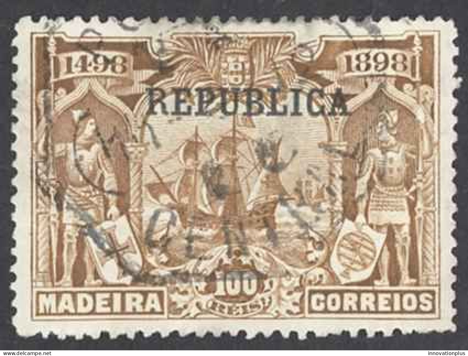 Portugal Sc# 191 Used (a) 1911 100r Overprint Vasco De Gama Issue - Usado
