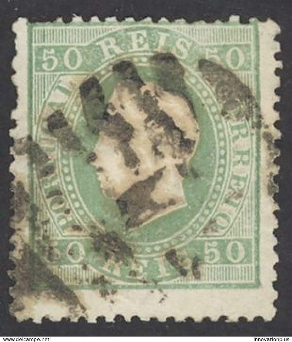 Portugal Sc# 42 Used (a) 1870-1884 50r Pale Green King Luiz - Oblitérés