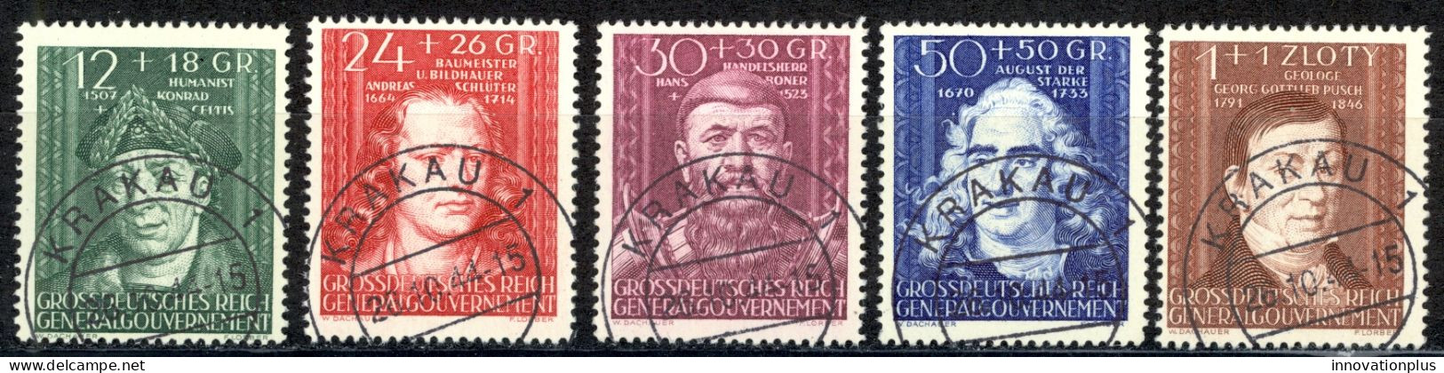 Poland Occupation Sc# NB36-NB40 Used 1944 Semi-Postals - Gouvernement Général