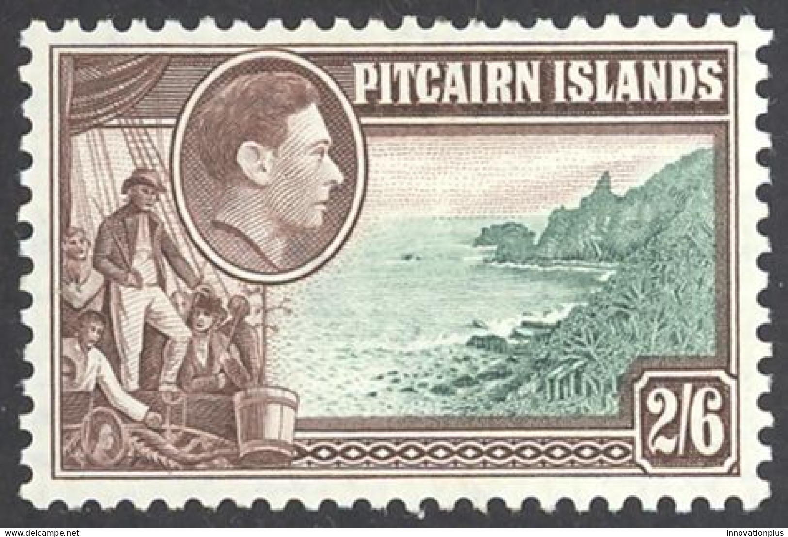 Pitcairn Islands Sc# 8 MH 1940-1951 2sh6p Coast Of Pitcairn - Islas De Pitcairn