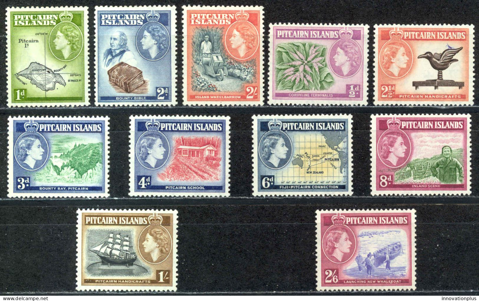 Pitcairn Islands Sc# 20-30 MH 1957 Definitives - Islas De Pitcairn