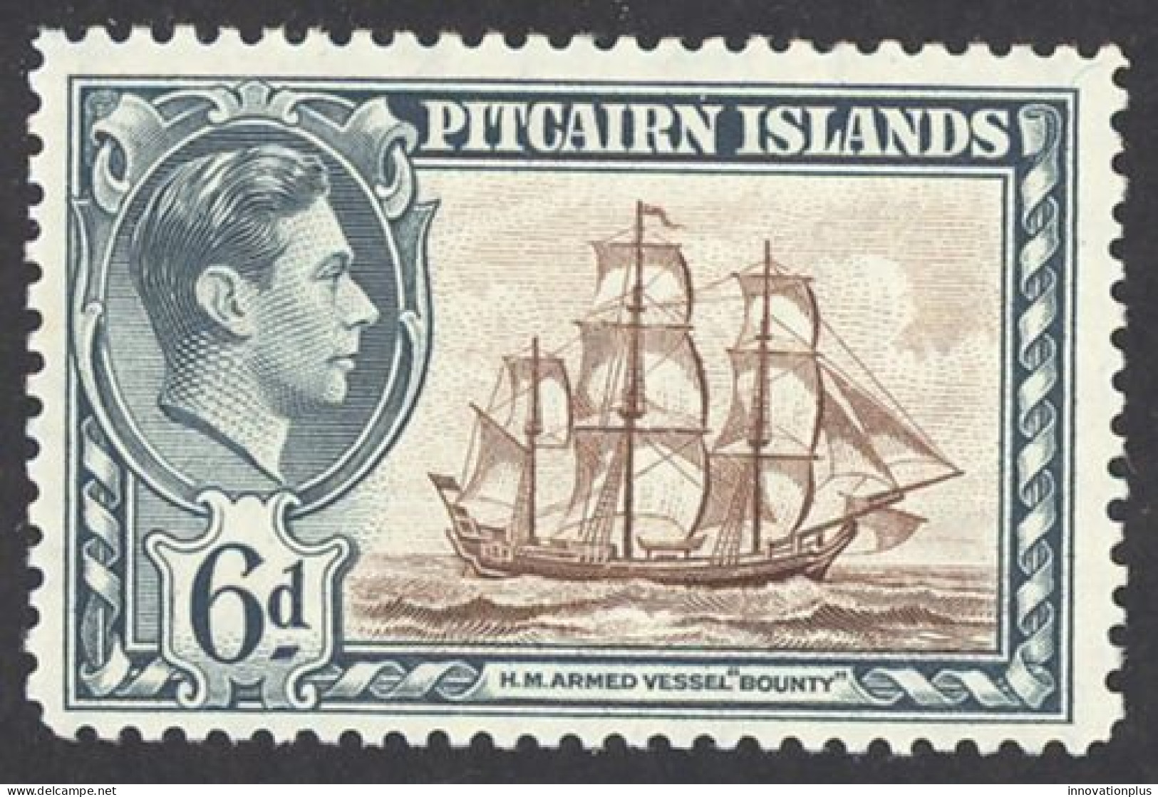 Pitcairn Islands Sc# 6 MH (a) 1940-1951 6p H.M. Armed Vessel Bounty - Islas De Pitcairn