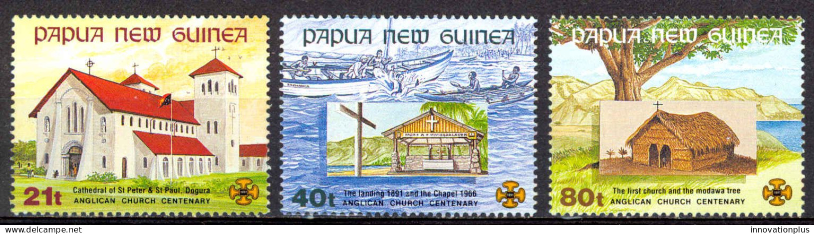 Papua New Guinea Sc# 775-777 MNH 1991 Churches - Papouasie-Nouvelle-Guinée
