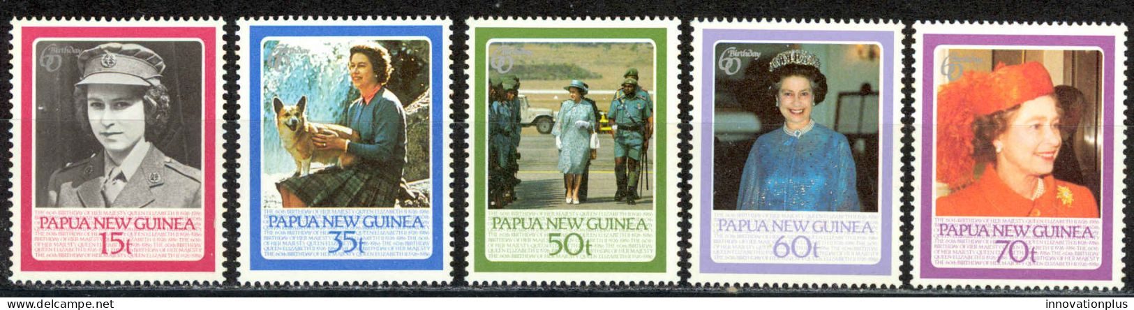 Papua New Guinea Sc# 640-644 MNH 1986 QE II 60th - Papouasie-Nouvelle-Guinée