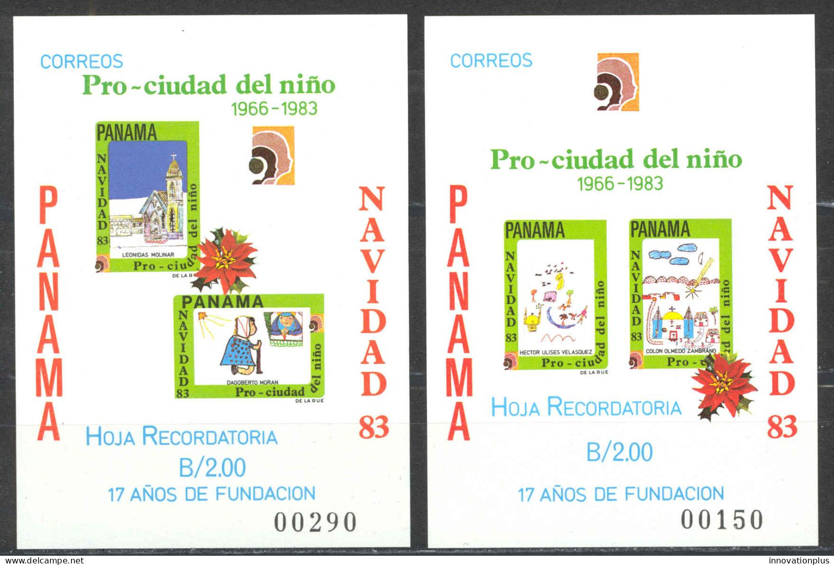 Panama Sc# RA102 MNH Set/2 Souvenir Sheet (imperf) 1983 Christmas - Panama