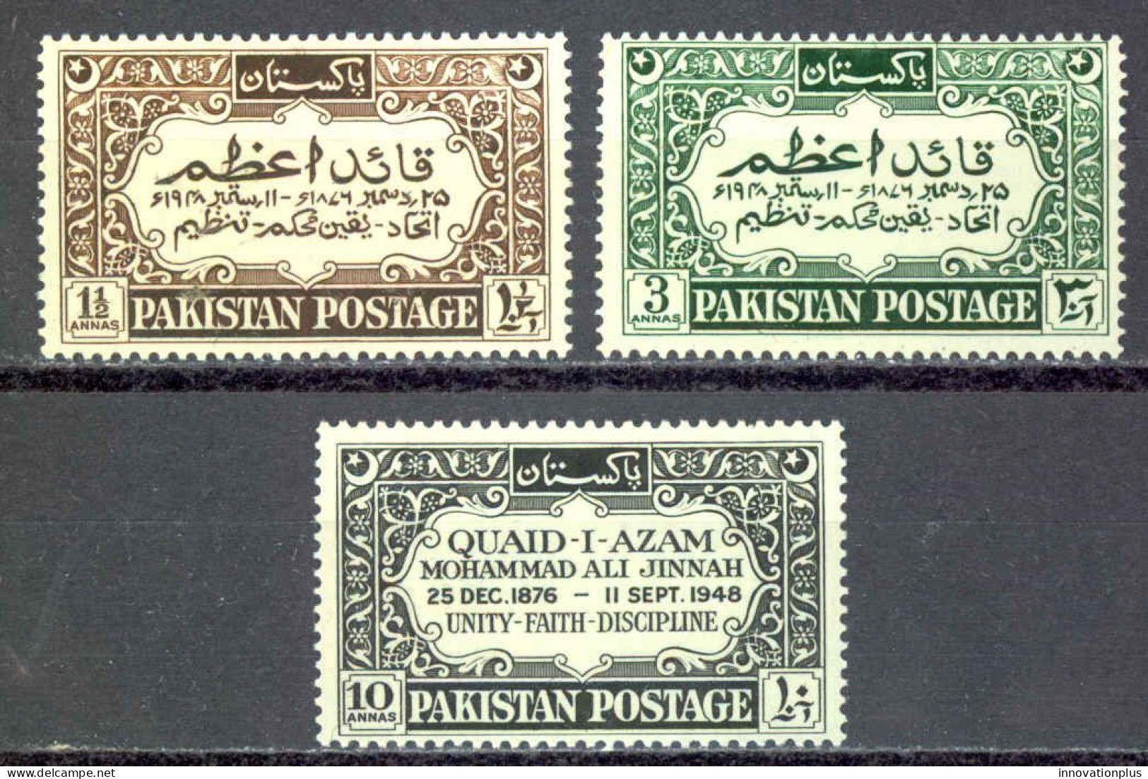 Pakistan Sc# 44-46 MH 1949 Mohammad Ali Jinnah - Pakistan