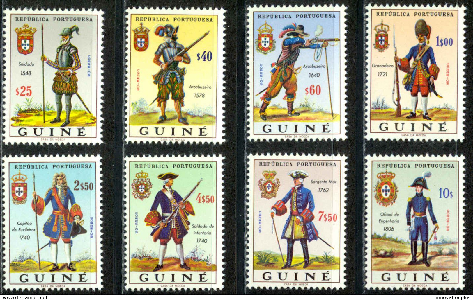 Portuguese Guinea Sc# 321-328 MNH 1966 Uniforms - Guinée Portugaise