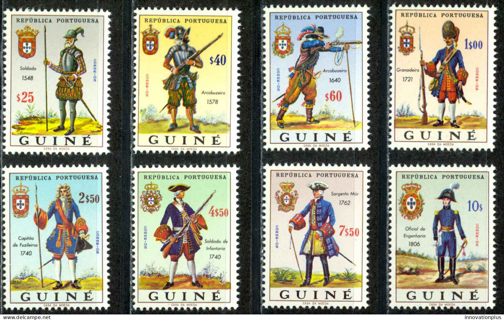 Portuguese Guinea Sc# 321-328 MNH 1966 Uniforms - Guinea Portuguesa