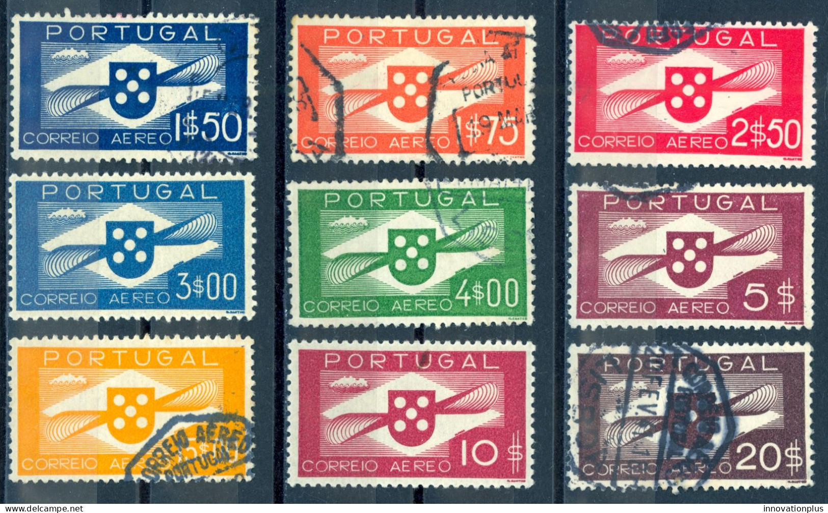 Portugal Sc# C1-C9 Used 1936-1941 1.50e-20e Air Post - Oblitérés