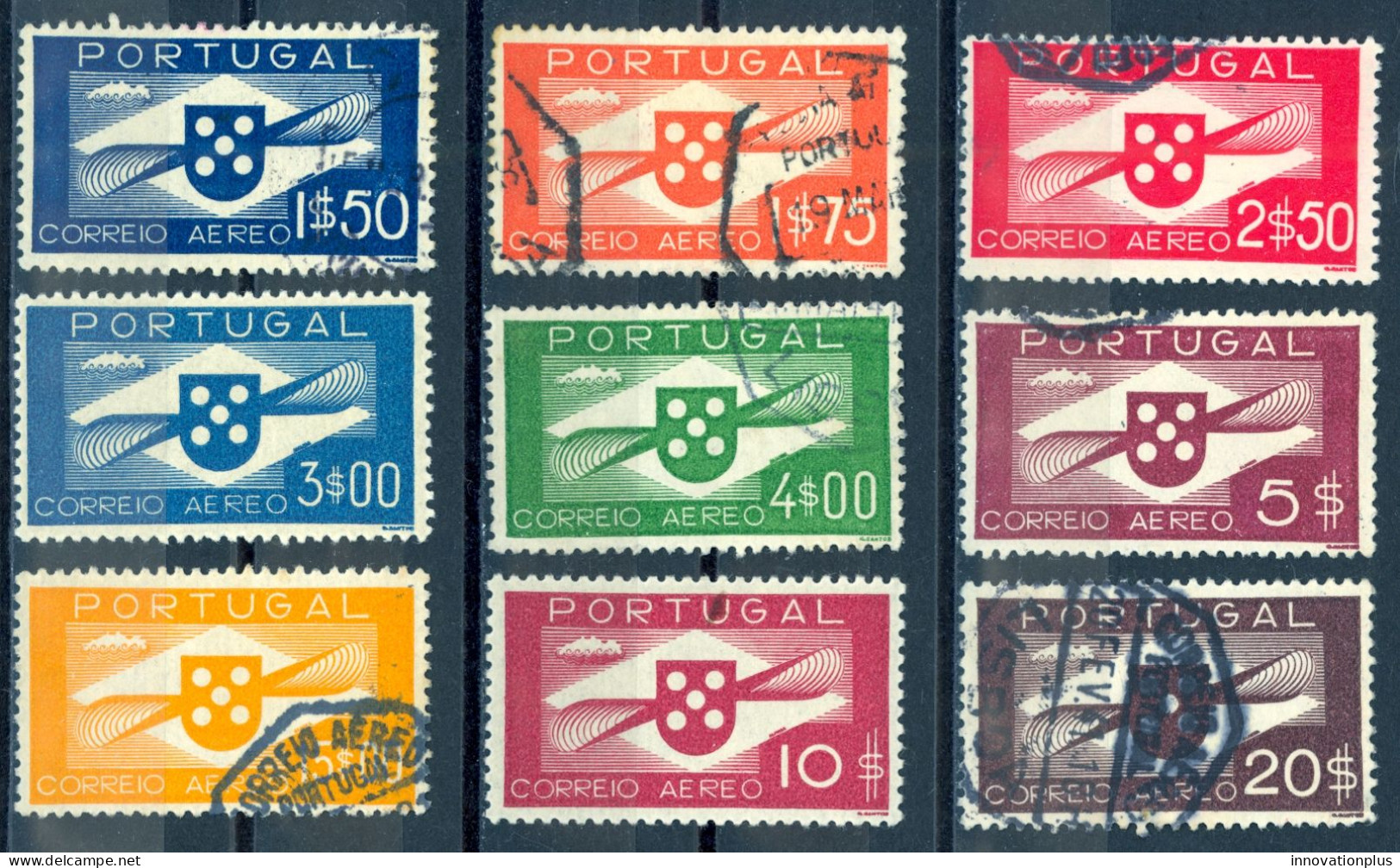 Portugal Sc# C1-C9 Used 1936-1941 1.50e-20e Air Post - Used Stamps