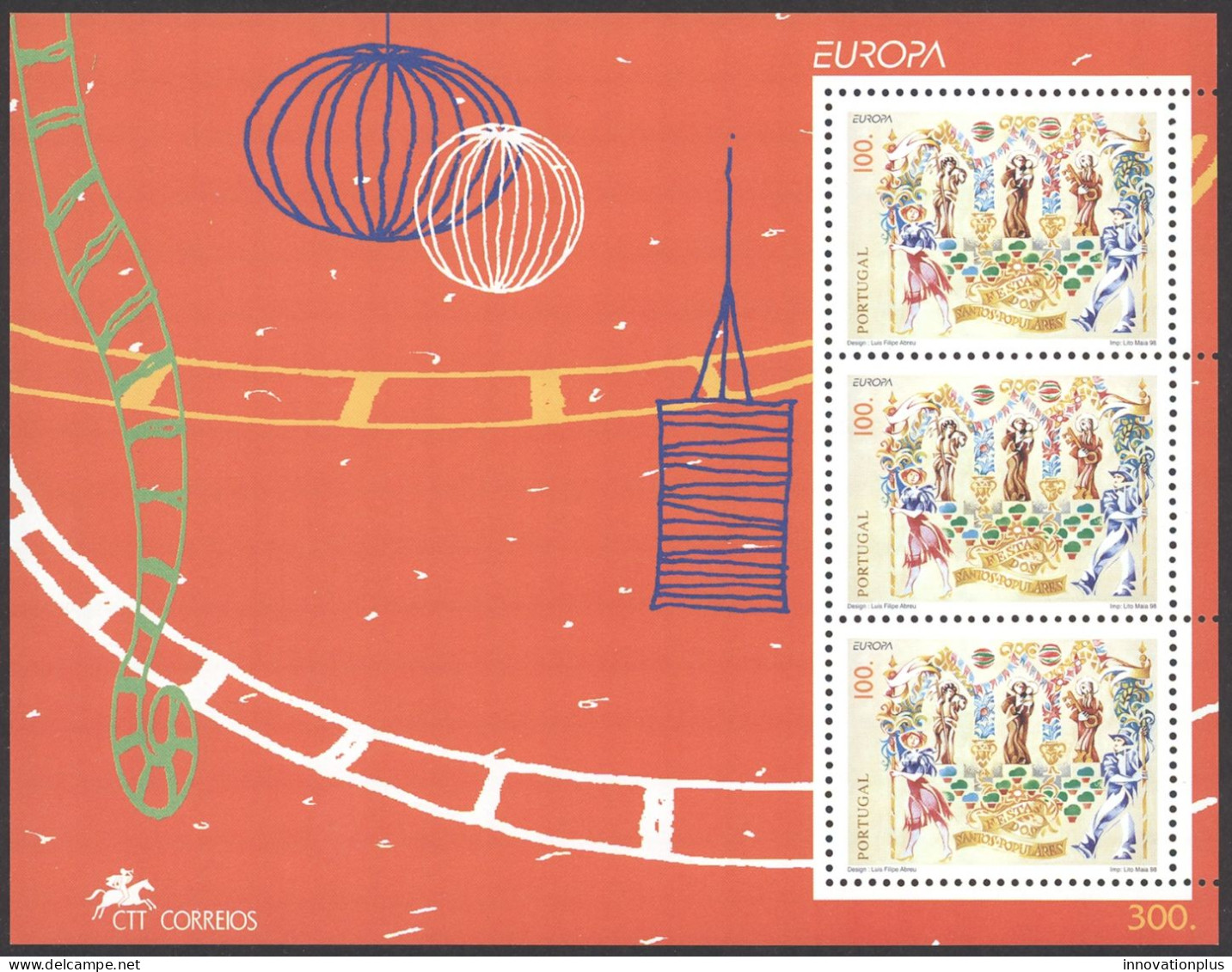 Portugal Sc# 2225a MNH Souvenir Sheet 1998 Europa - Unused Stamps