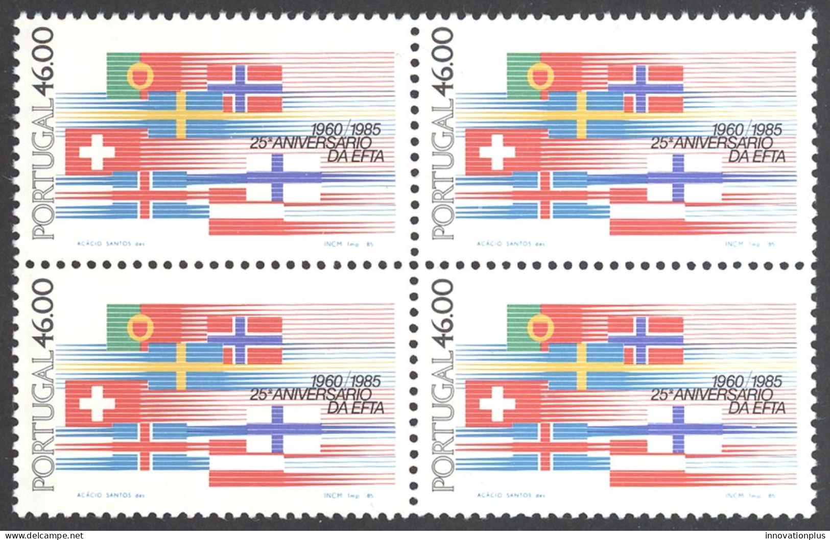 Portugal Sc# 1625 MNH Block/4 1985 European Free Trade 25th - Nuevos