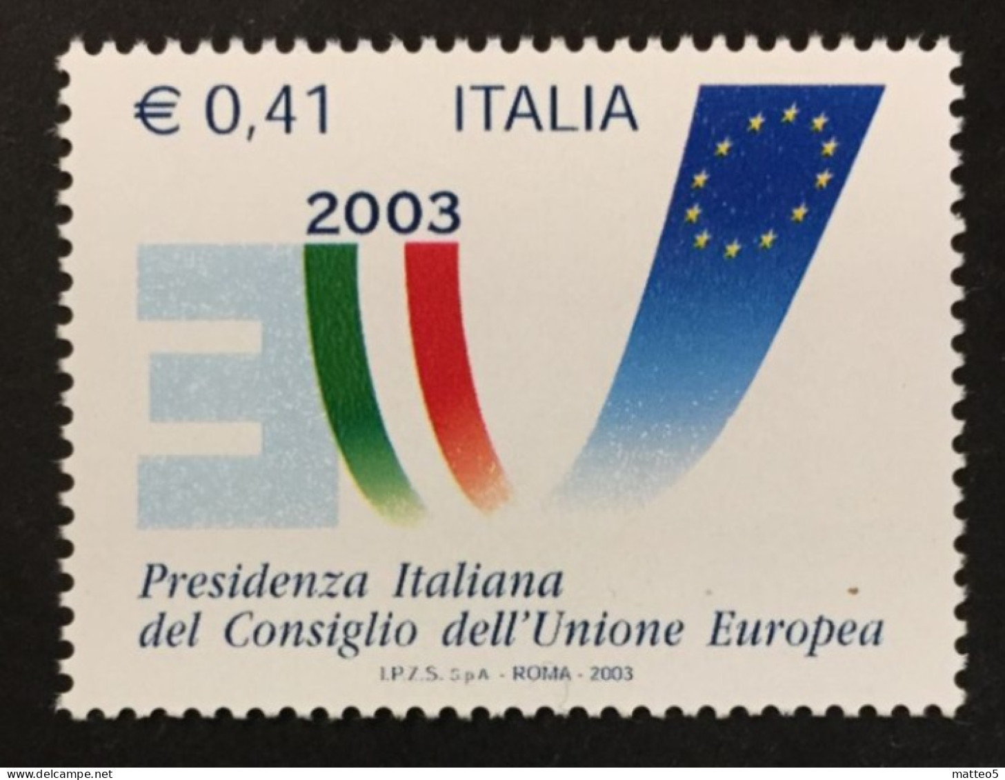 2003 - Italia - Presidenza Italiana Del Consiglio Dell'Unione Europea-  Euro 0,41 - 2001-10:  Nuevos
