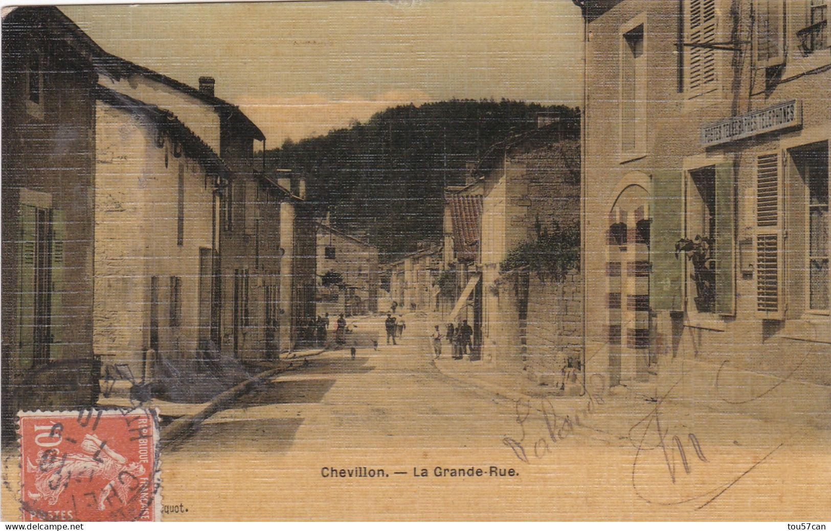 CHEVILLON  -  HAUTE-MARNE  -  (52)  -  CPA  TOILEE  EN  COULEURS  DE  1910  -  LA  GRANDE  RUE. - Chevillon