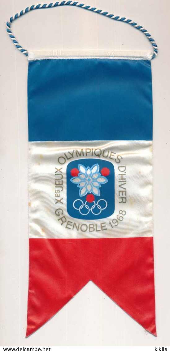 Oriflamme Drapeau Officiel Des X° Jeux Olympiques D'Hiver De Grenoble 1968 Olympic Games 68 - Sonstige & Ohne Zuordnung