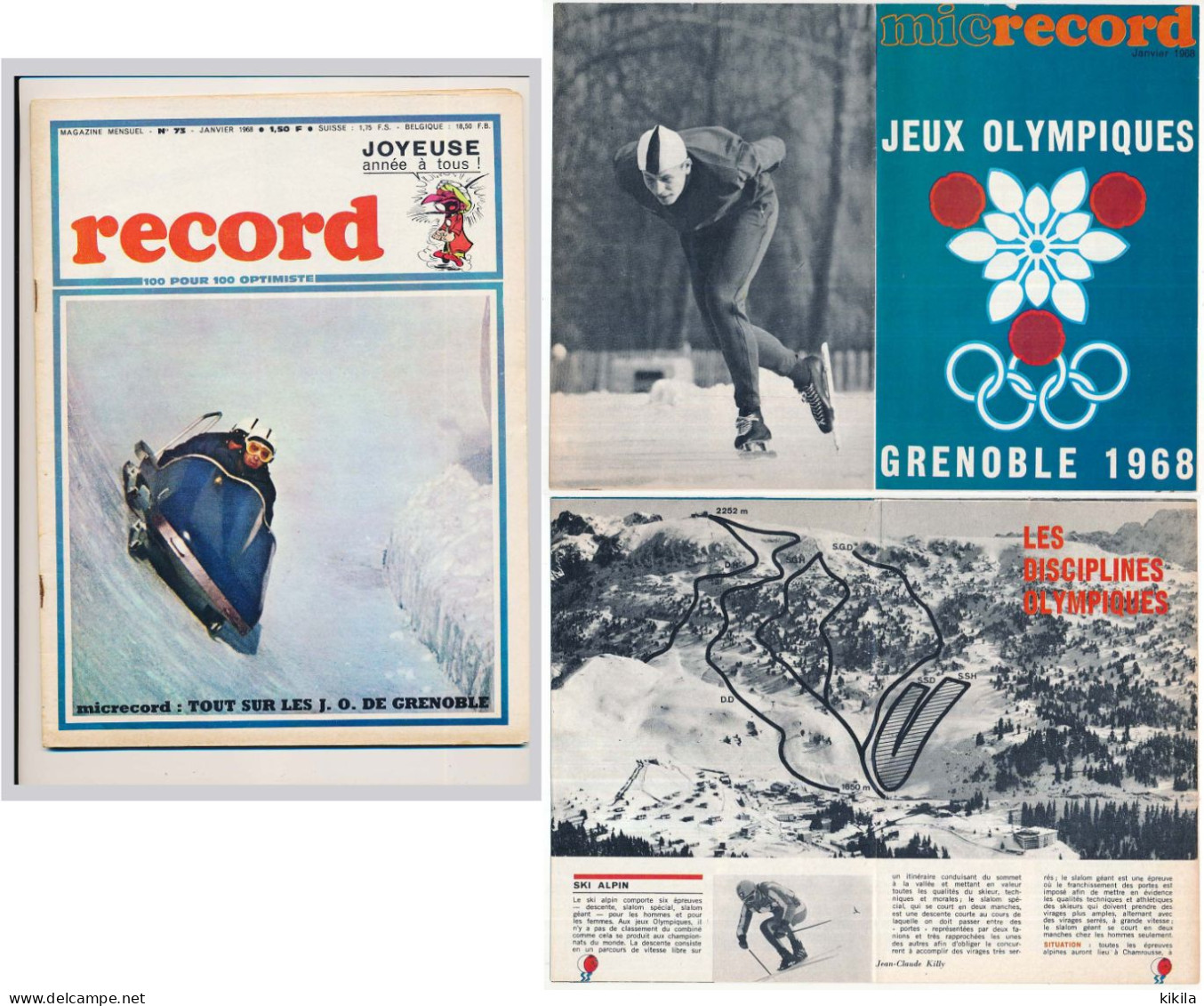 Revue Magazine Mensuel "RECORD" N° 73 Avec Le "microrecord" Sur Les  X° Jeux Olympiques D'Hiver De Grenoble 1968 - Other & Unclassified