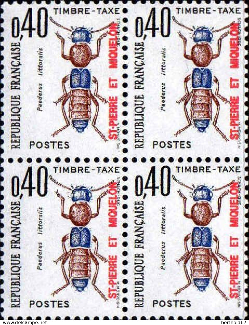 SPM Taxe N** Yv:82/91  Insectes (Bloc 4x) - Timbres-taxe