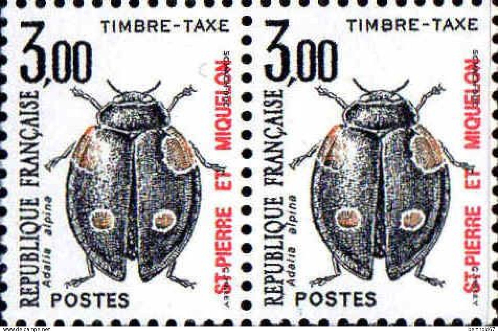 SPM Taxe N** Yv:82/91  Insectes (Paire)