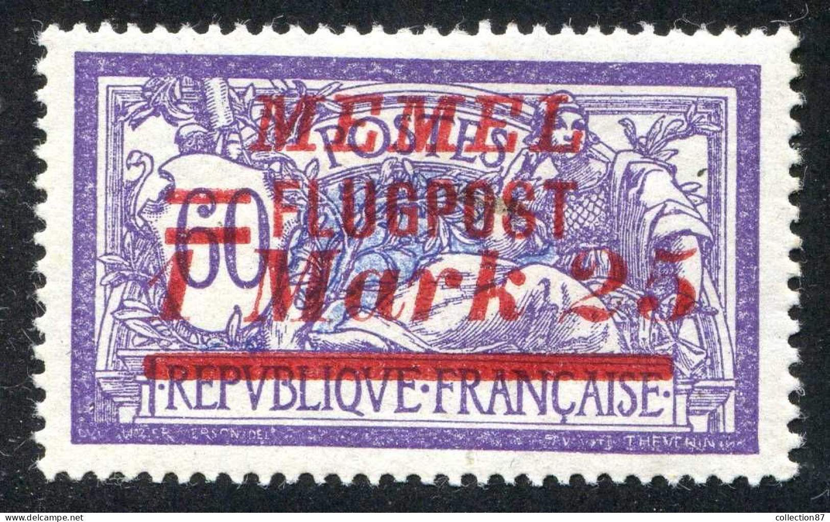REF 088 > MEMEL FLUGPOST < PA N° 22A * Chiffre Espacé 3/4 Mn < Neuf Ch Dos Visible - MH * > Air Mail - Aéro - Unused Stamps