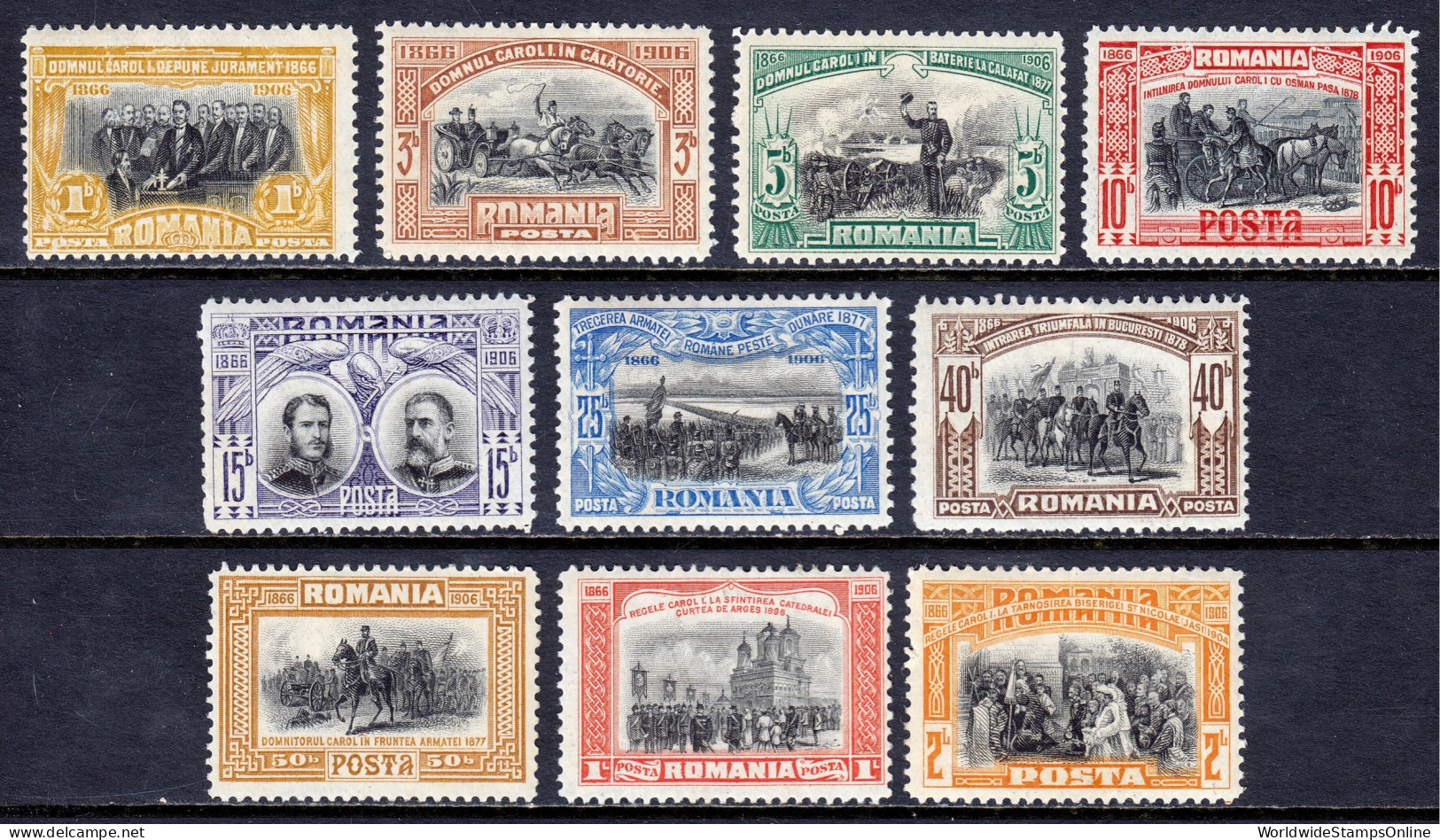 Romania - Scott #176-185 - MH - See Description - SCV $21 - Unused Stamps
