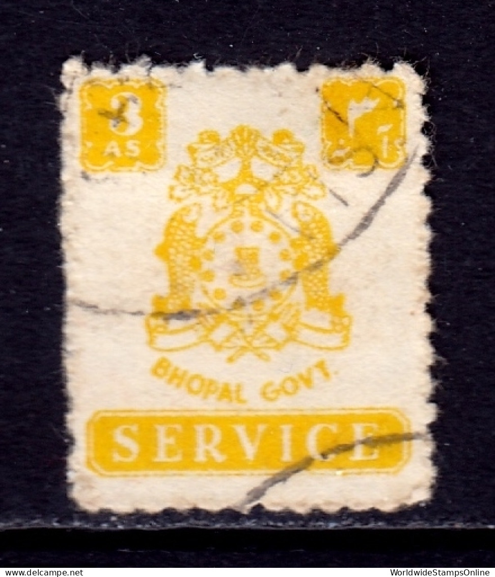 India (Bhopal) - Scott #O52 - Used - Crease LR Corner, Light Thinning - SCV $22 - Bhopal