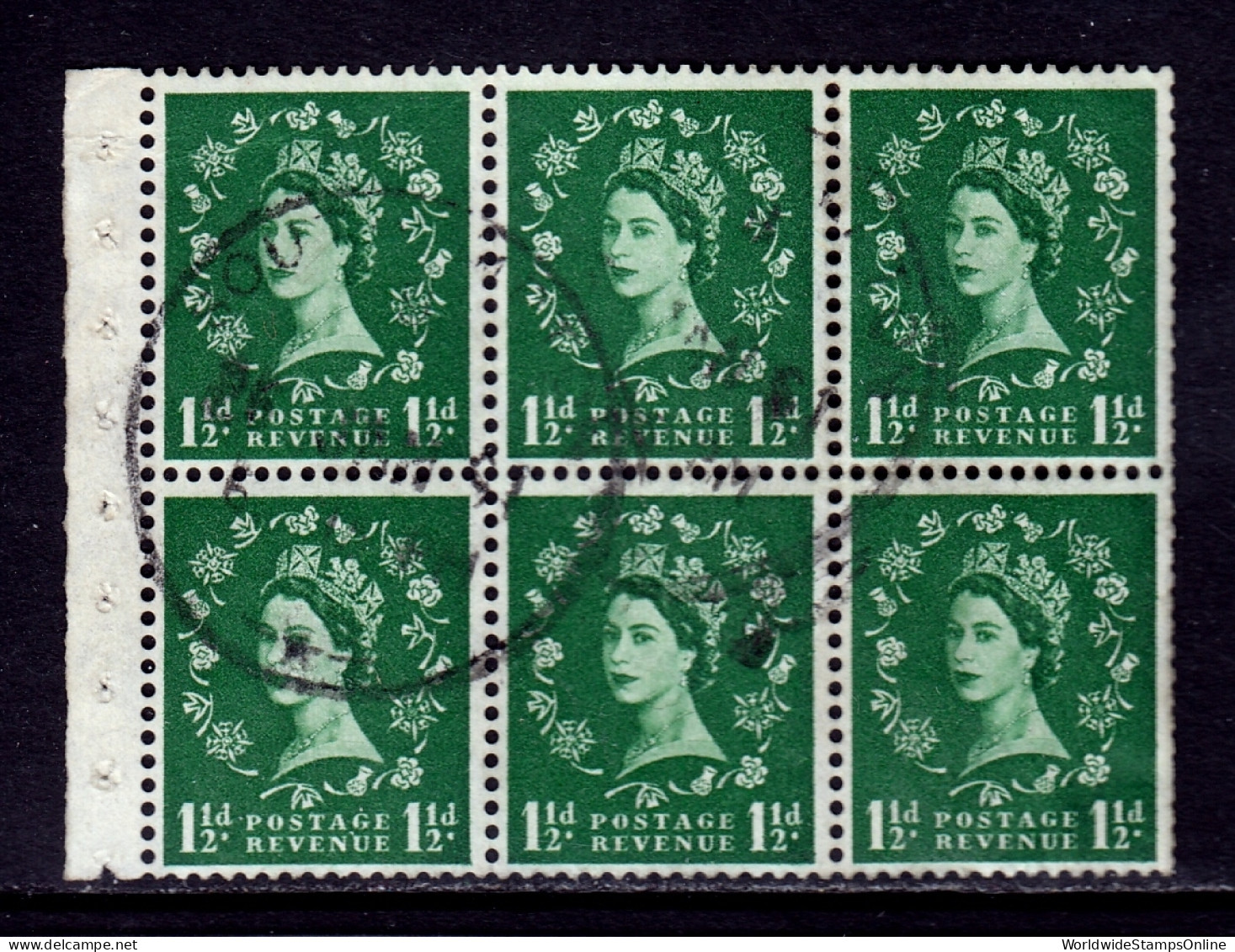 Great Britain - SG #572Wi - Used - Inverted Wmk., Full Booklet Pane - SG £7.50+ - Usados