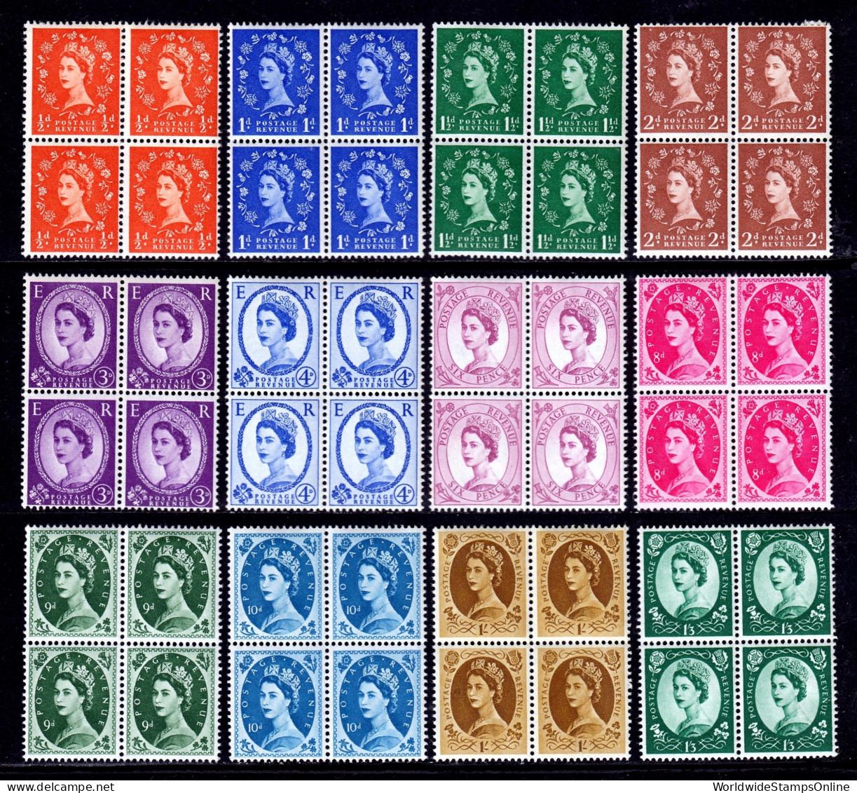 Great Britain - Scott #353//368 - Blk/4 - MNH - See Description - SCV $20 - Unused Stamps