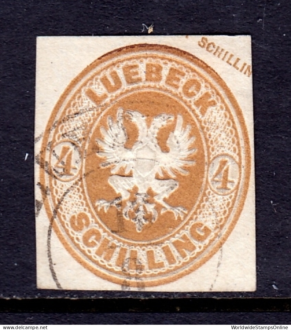 Germany (Lubeck) - 4s Cut Square - Used - Thin, Pencil/rev. - Lubeck