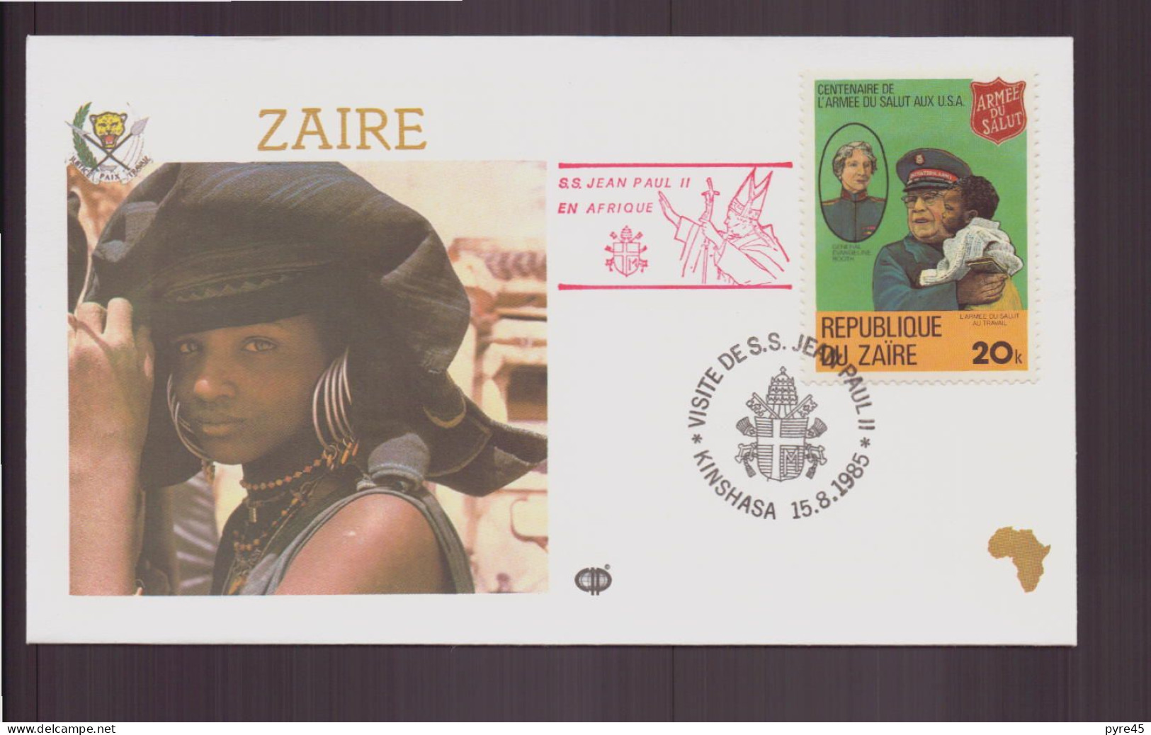 Zaire , Enveloppe Avec Cachet Commémoratif " Jean-Paul II En Afrique " Kinshasa, 15 Août 1985 - Other & Unclassified