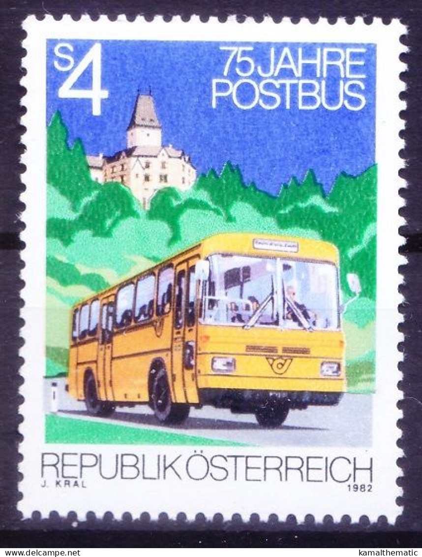 Austria 1982 MNH, 75 Years Postal Bus Service, Cars - Bussen