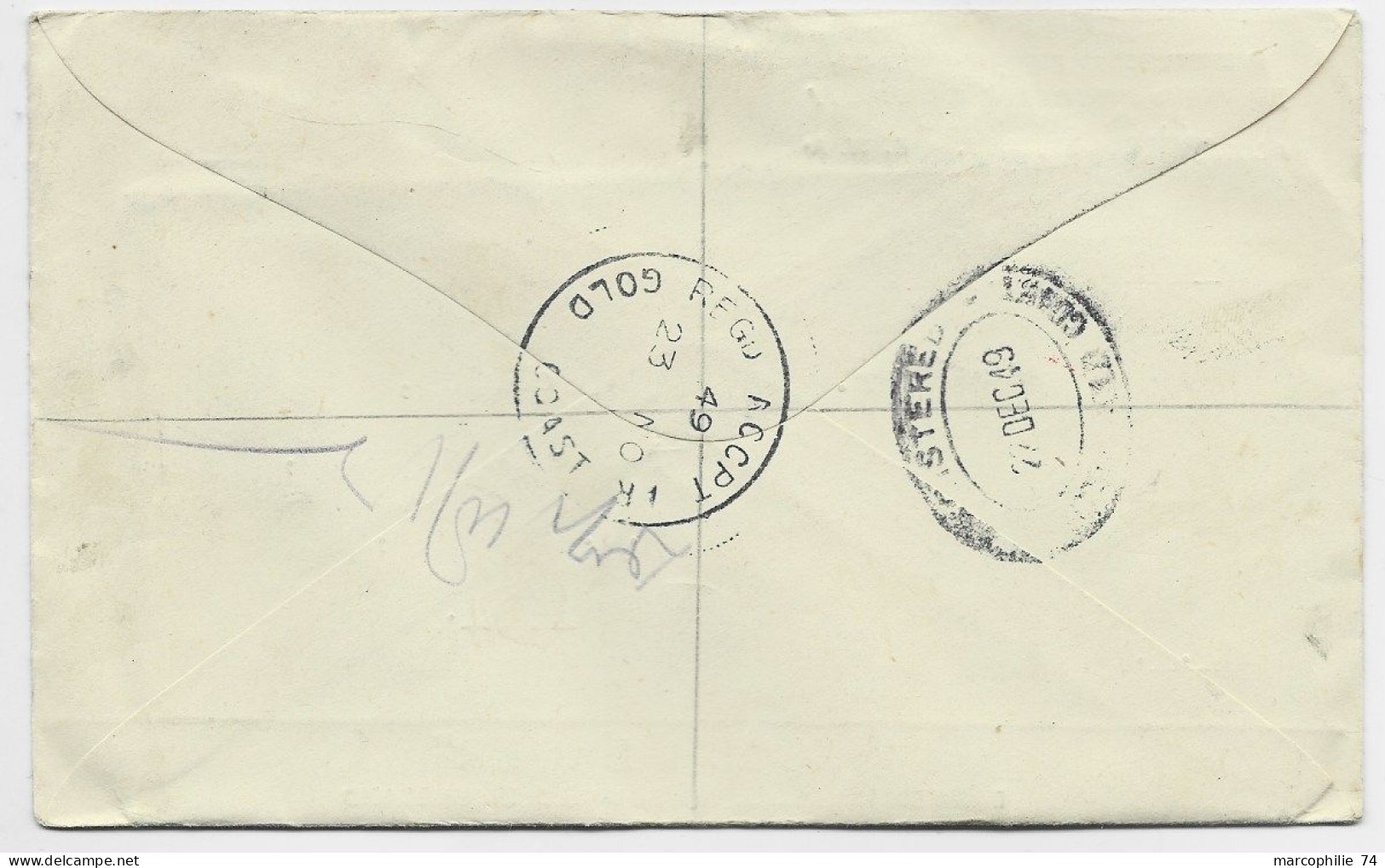 GOLD COAST UPU 3D+ PA 2D LETTRE COVER REG ACCRA 1949 TO ACCRA - Goudkust (...-1957)