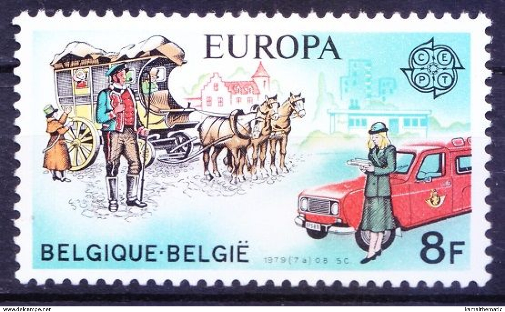 Belgium 1979 MNH, Cars, Horses, Mailcoaches, Postmen - Bussen